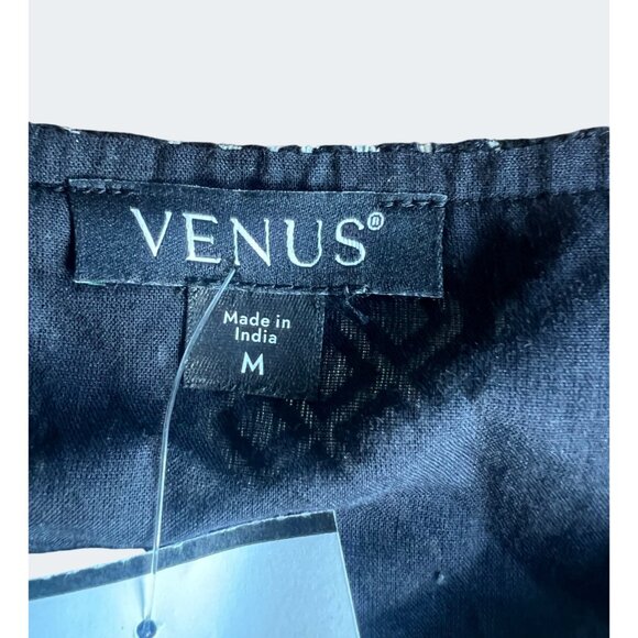 Venus Black & White Geometric Print Sleeveless Wrap Dress Beach Cover-up Medium - Picture 4 of 15